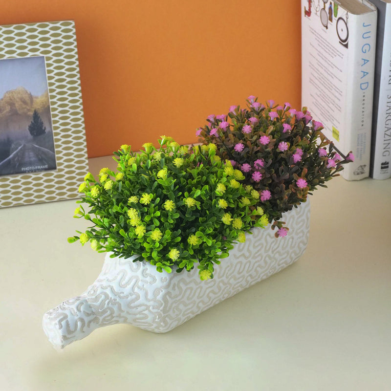 White Zig-Zag Bottle Planter