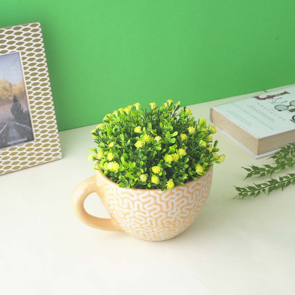 Zig-Zag Cup Ceramic Planter- Orange