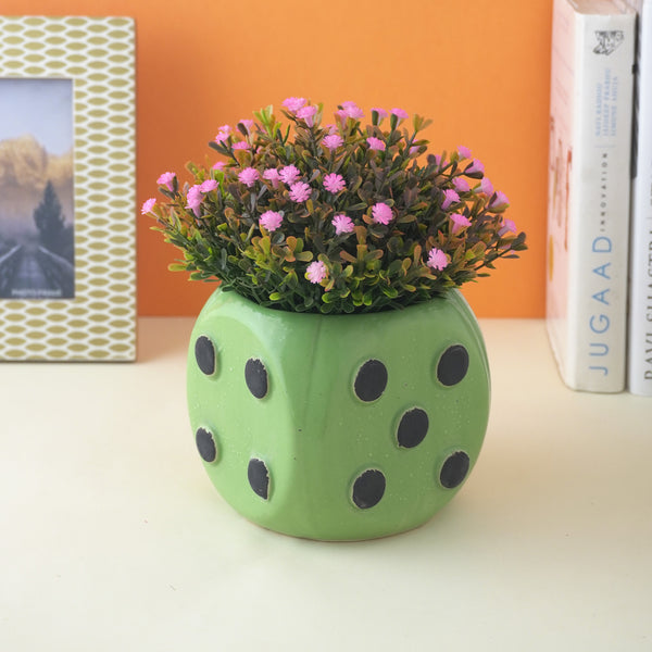 Dice Ceramic Planter- Green