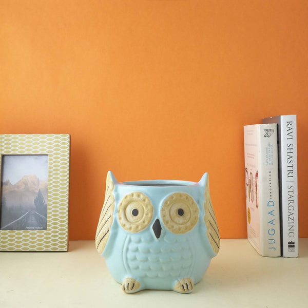 Ceramic Owl Planter- Orange