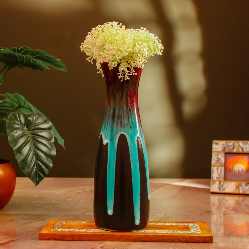 Tall Blue Layers Ceramic Vase