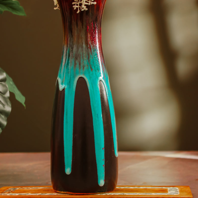 Tall Blue Layers Ceramic Vase