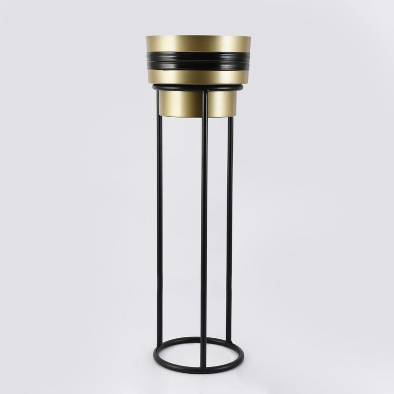 Metal Gold Black Planter With Stand- M