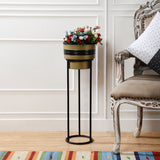 Metal Gold Black Planter With Stand- S