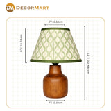 Decorative Wooden Base Table Lamp with Lampshade – Modern Bedside Light for Home & Office(Bulb Included)