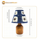 Decorative Wooden Base Table Lamp with Lampshade – Modern Bedside Light for Home & Office(Bulb Included)