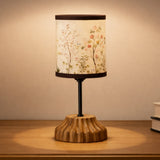 Decorative Wooden Base Table Lamp with Printed Shade – Modern Bedside Light for Home & Office(Bulb Included)