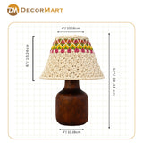 Decorative Wooden Base Table Lamp with Lampshade – Modern Bedside Light for Home & Office(Bulb Included)