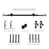 Regal Metal Finial Extendable Double Curtain Rod Black 19MM (Hardware Included)
