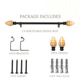 HoneyComb MOP Finial Extendable Curtain Rod Black 19MM (Hardware Included)