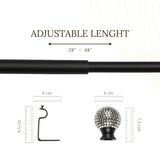 Silver Stud Ball Extendable Curtain Rod Black 19MM (Hardware Included)