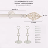 BAROQUE WOOD FINIAL EXTENDABLE DOUBLE CURTAIN ROD WHITE 19MM (HARDWARE INCLUDED) - The Decor Mart 