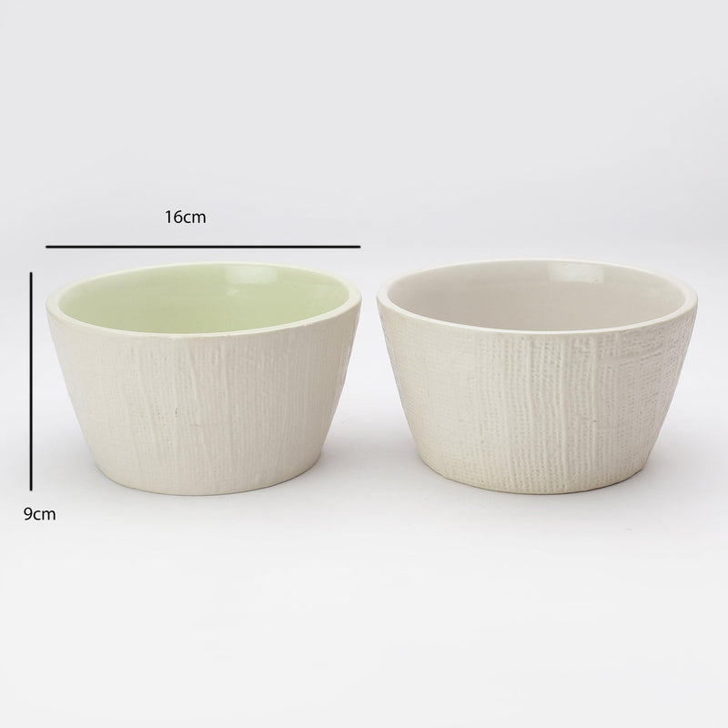 Ceramic Textured Planter- Green & Grey  (Set of 2) - The Decor Mart 