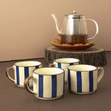 Striped Ceramic Tea Cups (Blue)