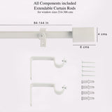 WHITE MATTE FINIAL EXTENDABLE CURTAIN ROD WHITE 19MM (HARDWARE INCLUDED) - The Decor Mart 