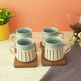 Black Striped Sky Blue Ceramic Mug