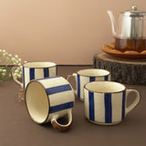 Striped Ceramic Tea Cups (Blue)