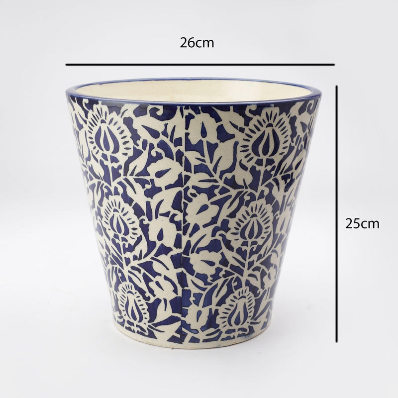 Ceramic Floral Planter- Blue - The Decor Mart 