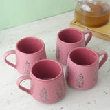Pink Leaf Impress Ceramic Mug