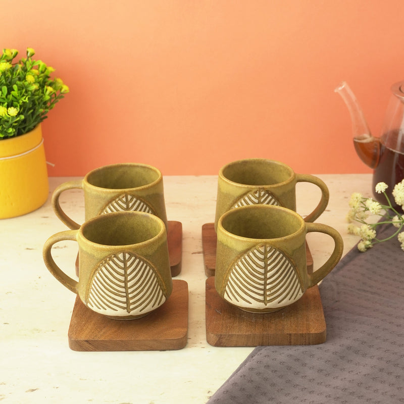Ceramic Matte Leaf Cups(Brown)