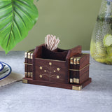 Wooden Cutlery Holder with Coaster Set- Floral