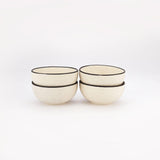 Ceramic Minimal Black Rim Bowls- Set Of 4 - The Decor Mart 