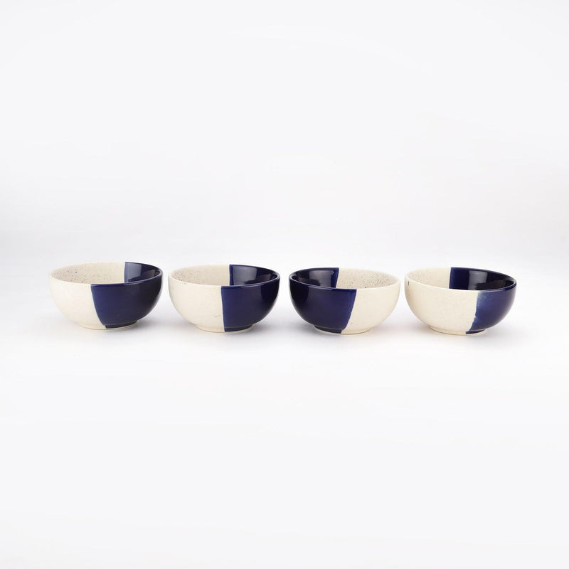 Ceramic Half Moon Blue Bowls- Set of 4 - The Decor Mart 