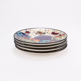 Ceramic Folk Handpainted Quarter Plate- Set of 4 - The Decor Mart 