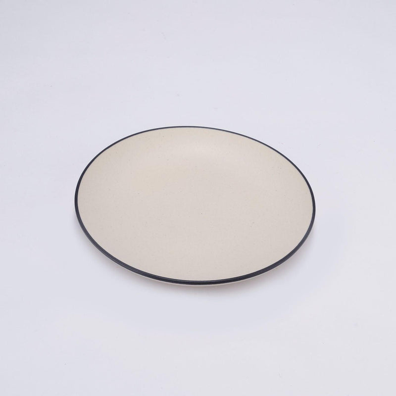 Ceramic Minimal Black Rim Quarter Plate- Set Of 4 - The Decor Mart 