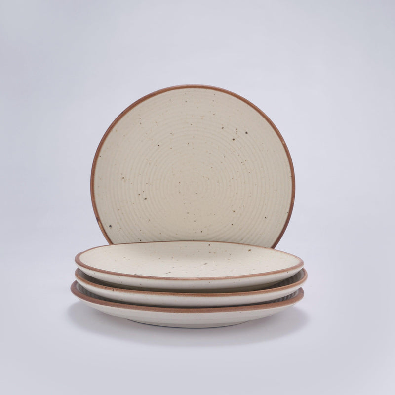 Ceramic Aesthetic Beige Quarter Plate- Set of 4 - The Decor Mart 