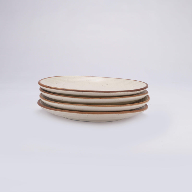 Ceramic Aesthetic Beige Quarter Plate- Set of 4 - The Decor Mart 