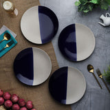Ceramic Half Moon Blue Dinner Plate- Set of 4 - The Decor Mart 