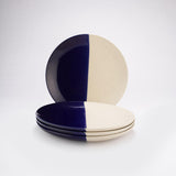 Ceramic Half Moon Blue Dinner Plate- Set of 4 - The Decor Mart 