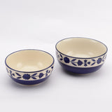 Ceramic Blue Pottery Serving Bowl- Set Of 2 - The Decor Mart 