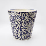 Ceramic Floral Planter- Blue - The Decor Mart 