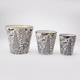 Ceramic Handpainted Planter- Blue (Set  of 3) - The Decor Mart 