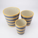 Ceramic Stripe Planter- Yellow (Set of 3 - The Decor Mart 
