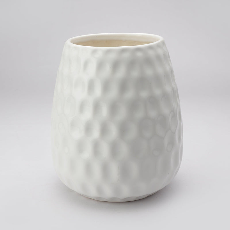 Ceramic Textured Planter- White - The Decor Mart 