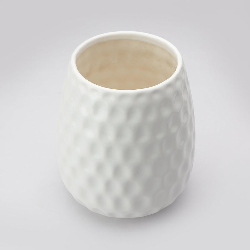 Ceramic Textured Planter- White - The Decor Mart 