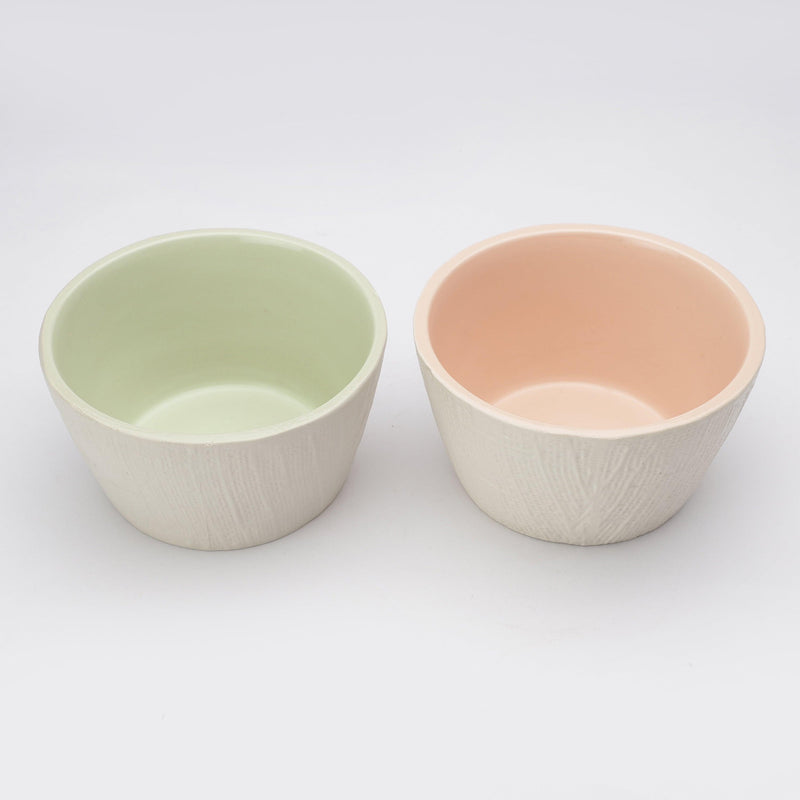 Ceramic Textured Planter- Green & Pink  (Set of 2) - The Decor Mart 