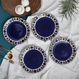 Ceramic Blue Pottery Dinner Plate- Set Of 4 - The Decor Mart 