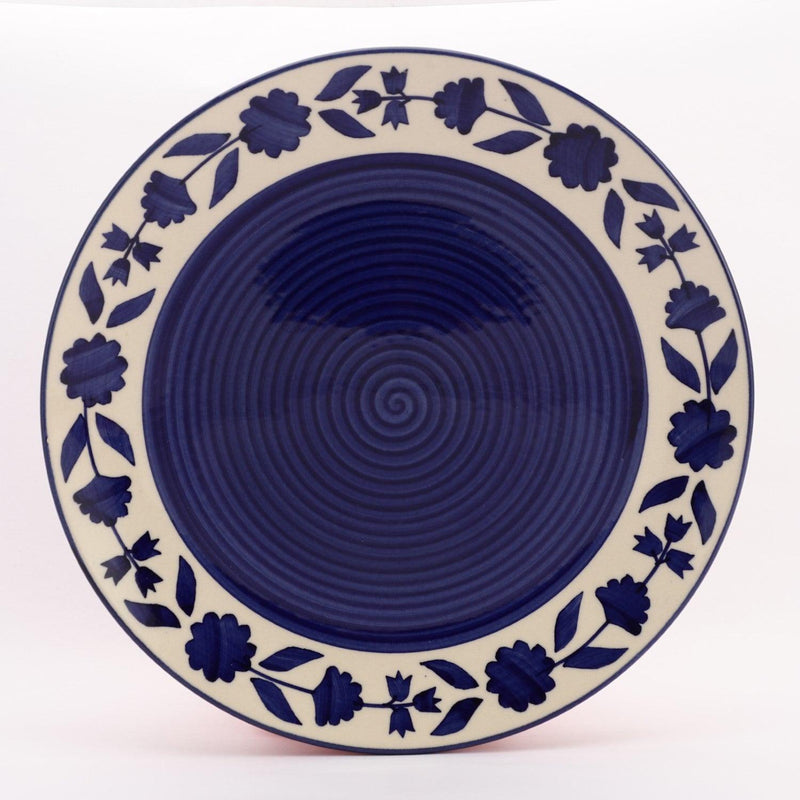 Ceramic Blue Pottery Dinner Plate- Set Of 4 - The Decor Mart 