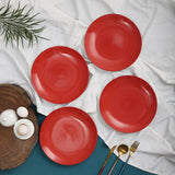 Ceramic Red Spiral Dinner Plate- Set Of 4 - The Decor Mart 