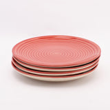 Ceramic Red Spiral Dinner Plate- Set Of 4 - The Decor Mart 