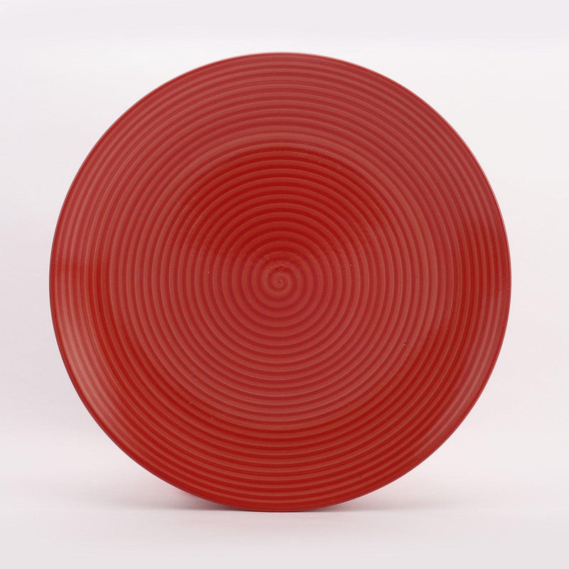 Ceramic Red Spiral Quarter Plate- Set Of 4 - The Decor Mart 