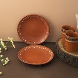 Terracotta Finished Ceramic Quarter Plate- Set of 2