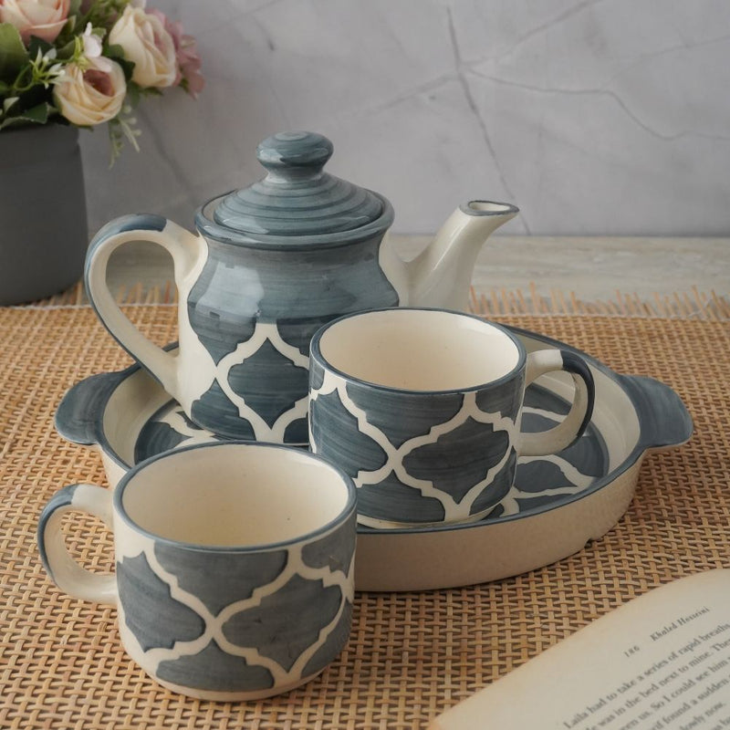 Grey Moroccan Ceramic Tea Set 