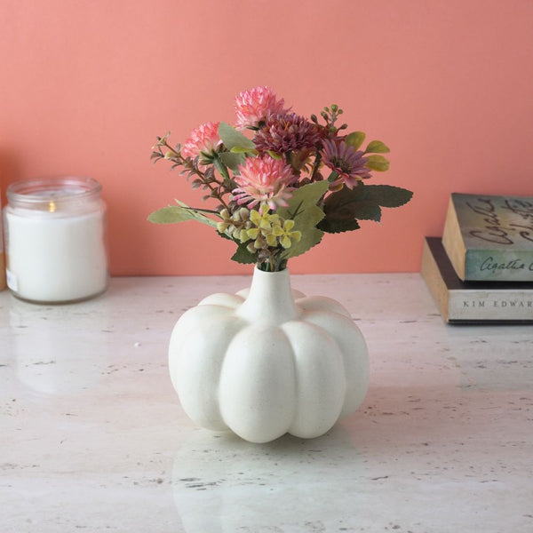 Halloween Pumpkin Vase- White