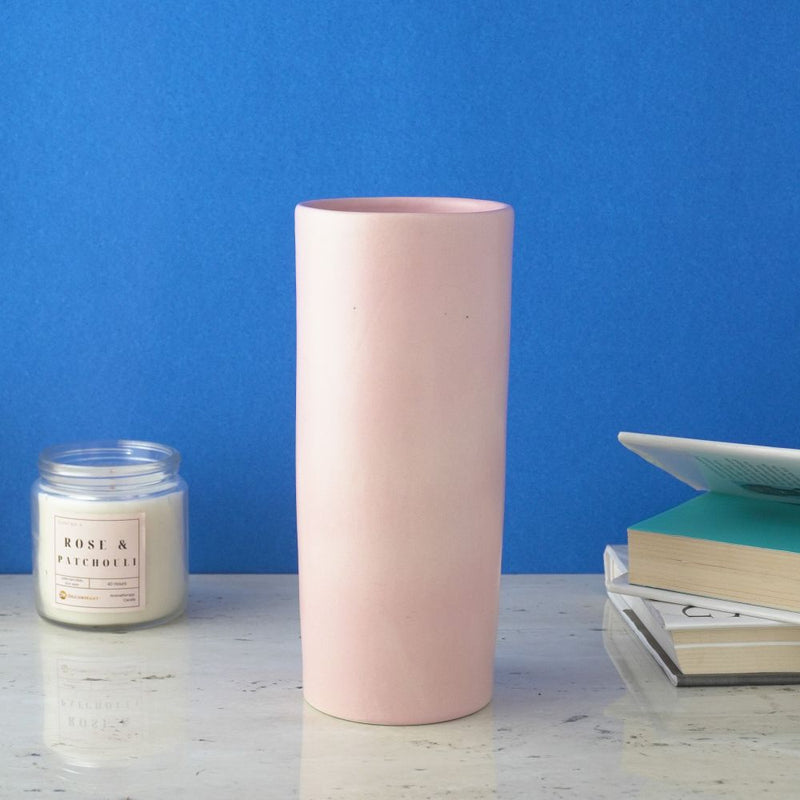 Pink Cylindrical Ceramic Vase 