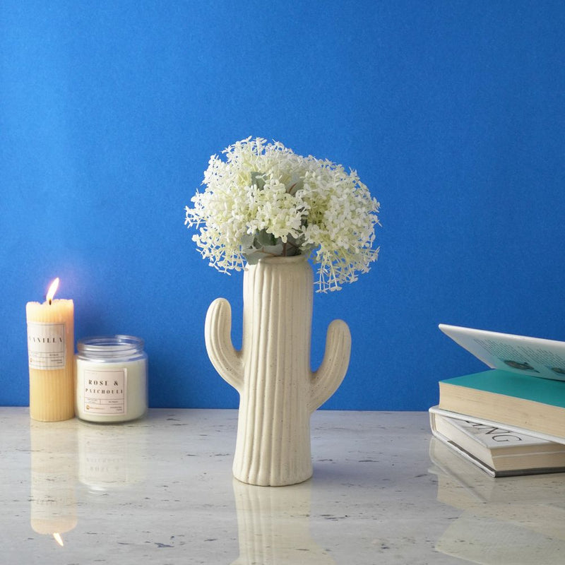 Beige Cactus Ceramic Vase